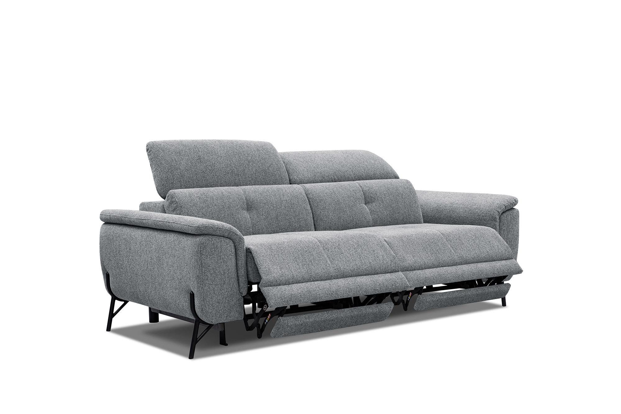 SOFA AVENA 3-Sitzer mit 2 Relaxfunktionen, grau - Grau, Holzwerkstoff/Textil (204/80/108cm) - Wozimo