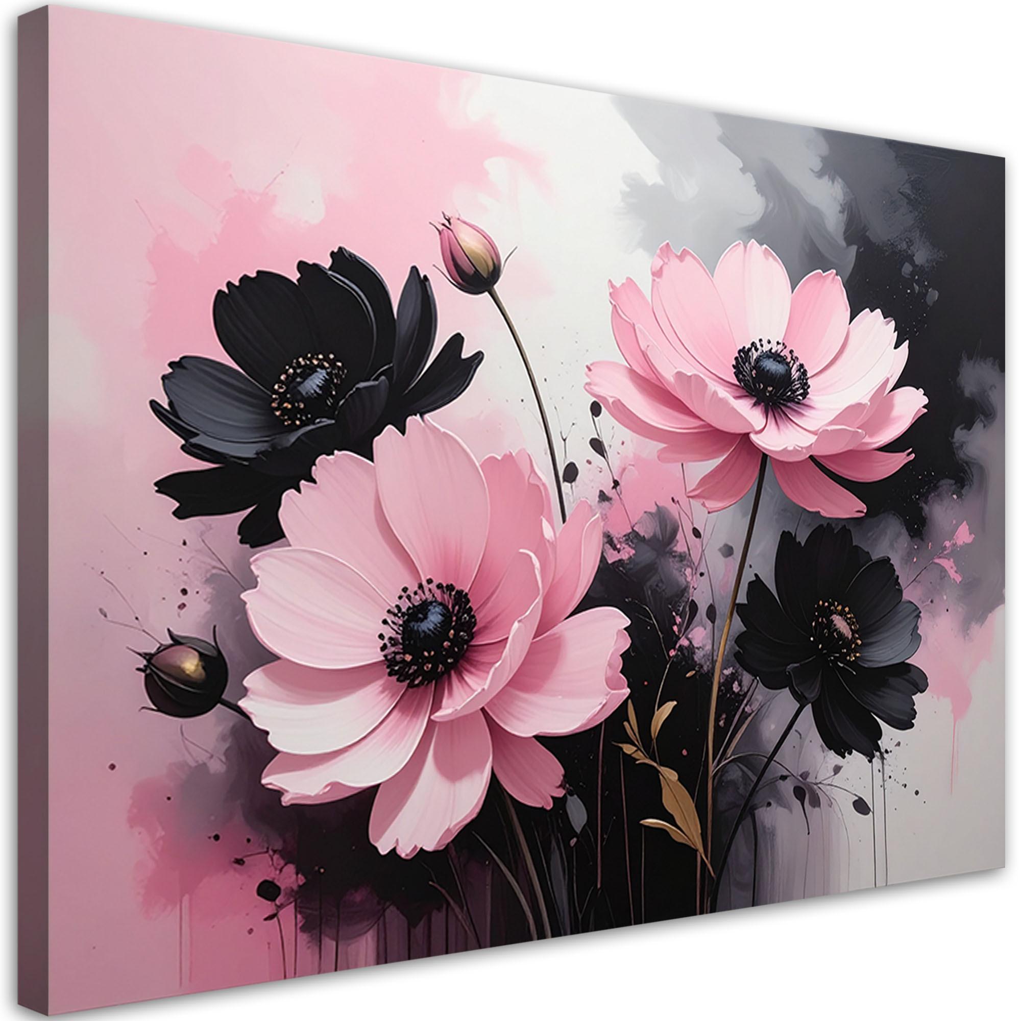 LEINWANDBILD, Rosa Blumen in einer romantischen Vintage-Komposition - Rosa, Textil (60/40cm) - Feeby