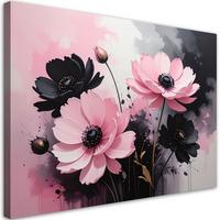 LEINWANDBILD, Rosa Blumen in einer romantischen Vintage-Komposition - Rosa, Textil (60/40cm) - Feeby
