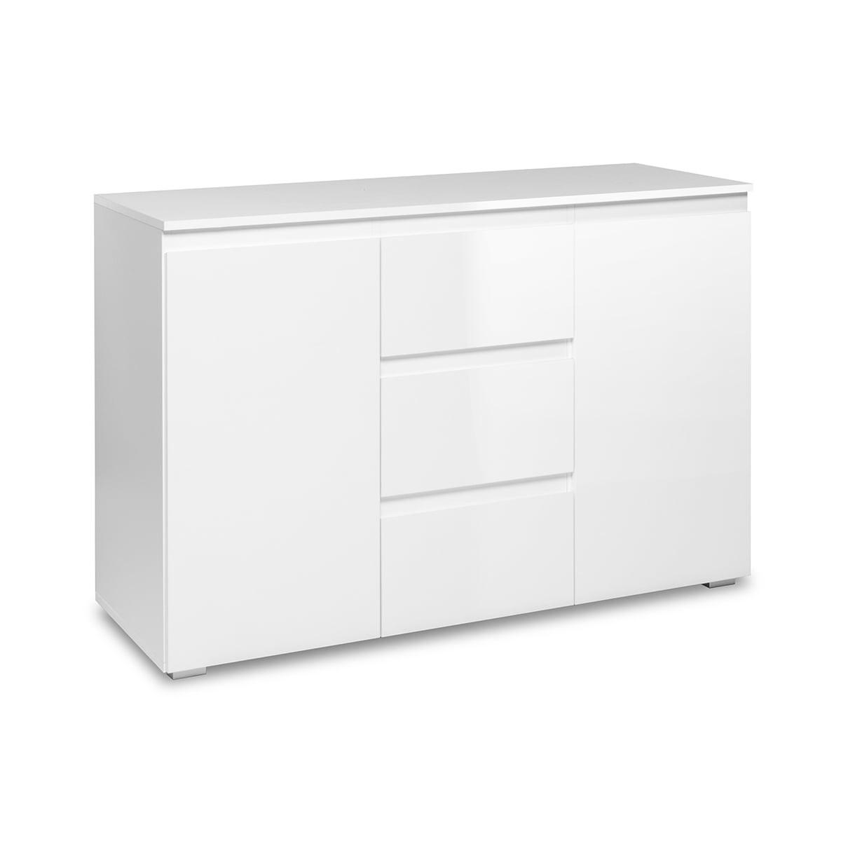 SIDEBOARD 2 Türen 3 Schubladen Weiß L120 cm - Pretoria - Weiß, Holzwerkstoff (40/80.5/14cm) - Calicosy