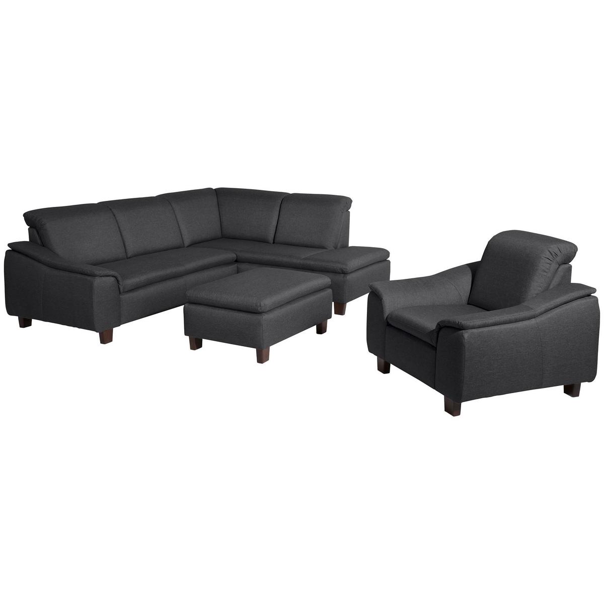 ECKSOFA mit Ottomane rechts Kaylil Flachgewebe graphit - Graphitfarben, Kunststoff (187/247cm) - 58aufmkessel