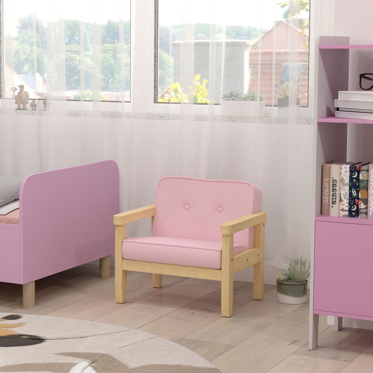 KINDERSESSEL Holzwerkstoff Cord Rosa - Rosa/Naturfarben, Holz/Holzwerkstoff (44/45/46.5cm) - AIYAPLAY