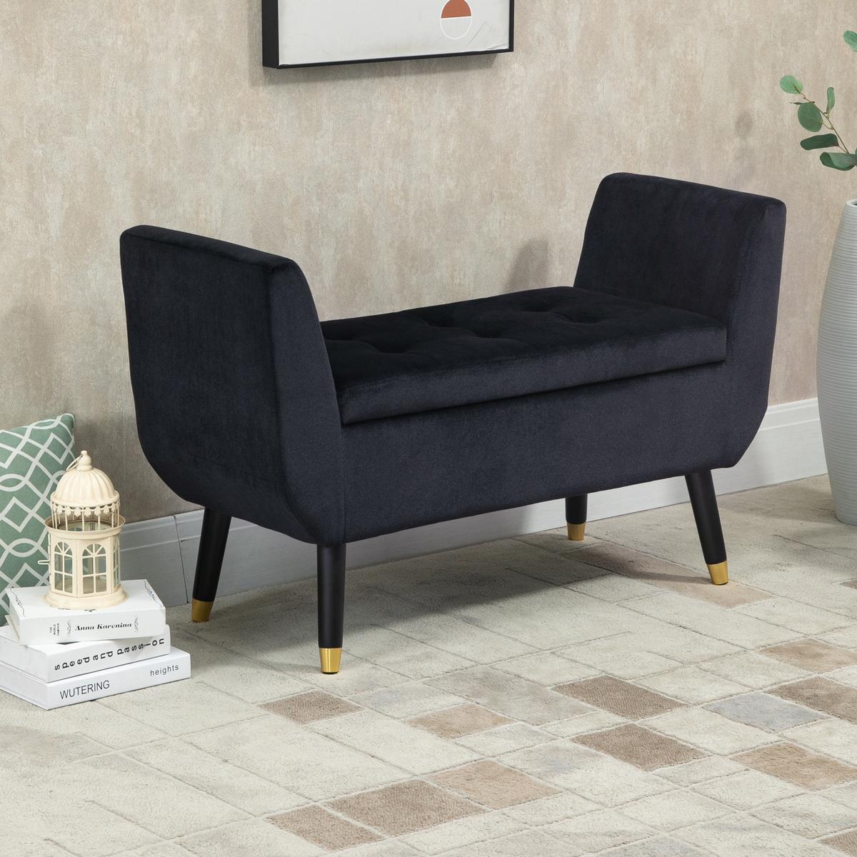 SITZBANK Polyester Schaumstoff Schwarz - Schwarz, Kunststoff (42/65/107cm) - HOMCOM
