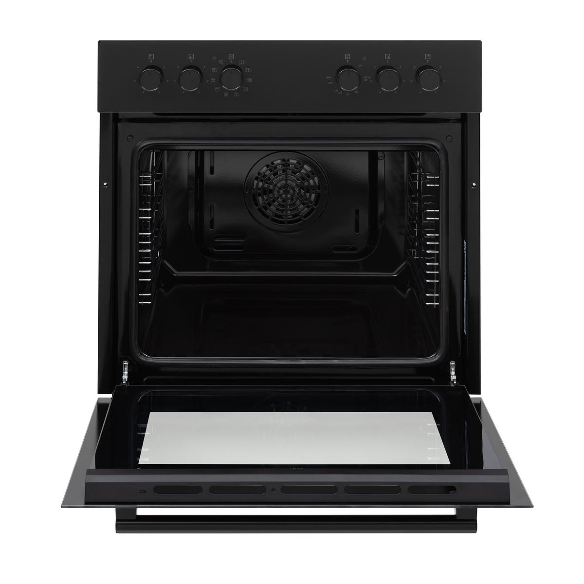HERDSET, Backofen mit Grill und Umluft, Rahmenloses Glaskeramik-Kochfeld mit 4 Zonen, 65 Liter, 60 cm, Edelstahl - Schwarz, Keramik/Metall (59.5/59.5/57cm) - Telefunken