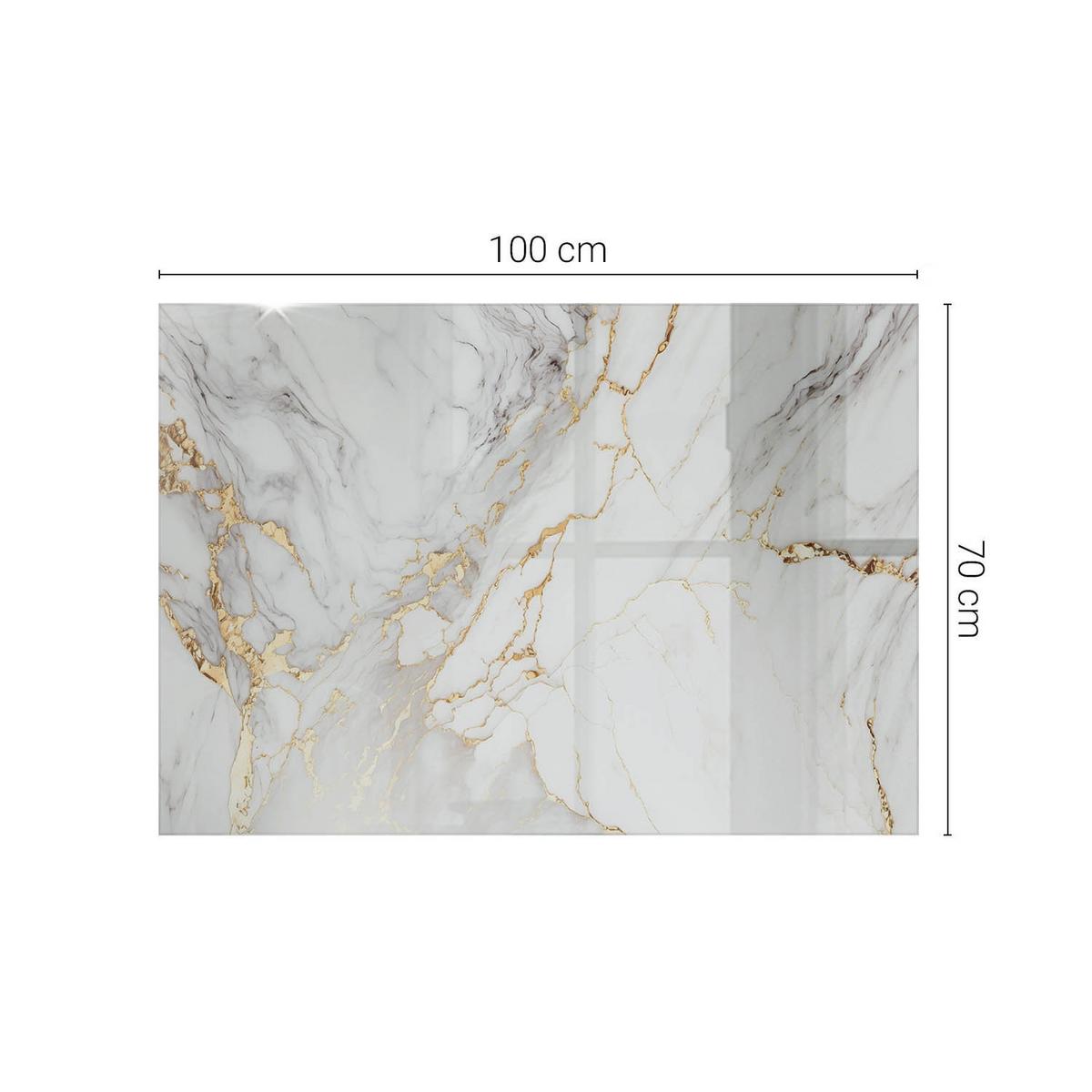 TISCHPLATTE 100x70 cm Eleganter Marmor mit Adern - Weiß, Glas (0.4/100/70cm) - TULUP