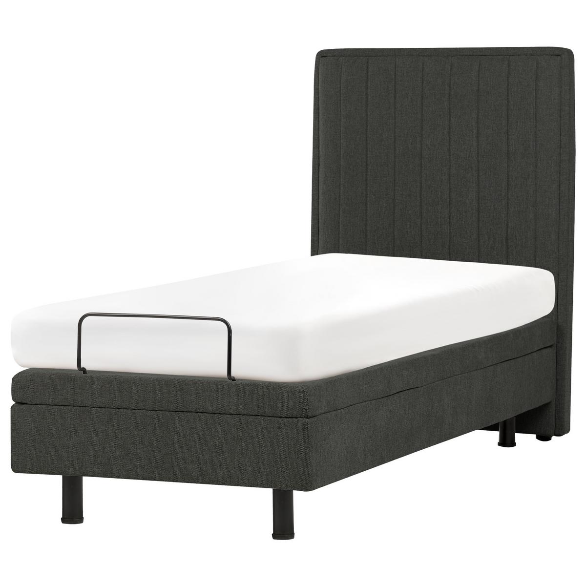 BETT verstellbar 80/200 cm Stoff Dunkelgrau Castellan - Dunkelgrau, Textil (80/200cm) - Beliani