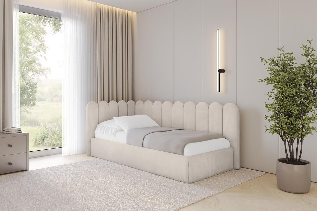 EINZELLBETT Jugendbett mit Bettkasten, Rechts - ARTY 80x200 Beige - Sandfarben, Holzwerkstoff/Textil (80/200cm) - ALTDECOR