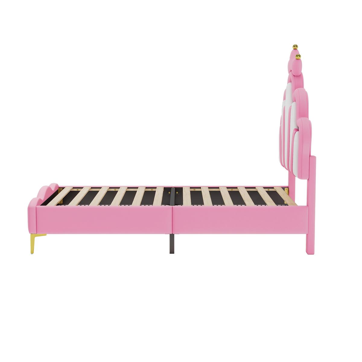 POLSTERBETT pu prinzessinnen design 90x200cm mit led - Pink, Leder (90/200cm) - Urban Meuble