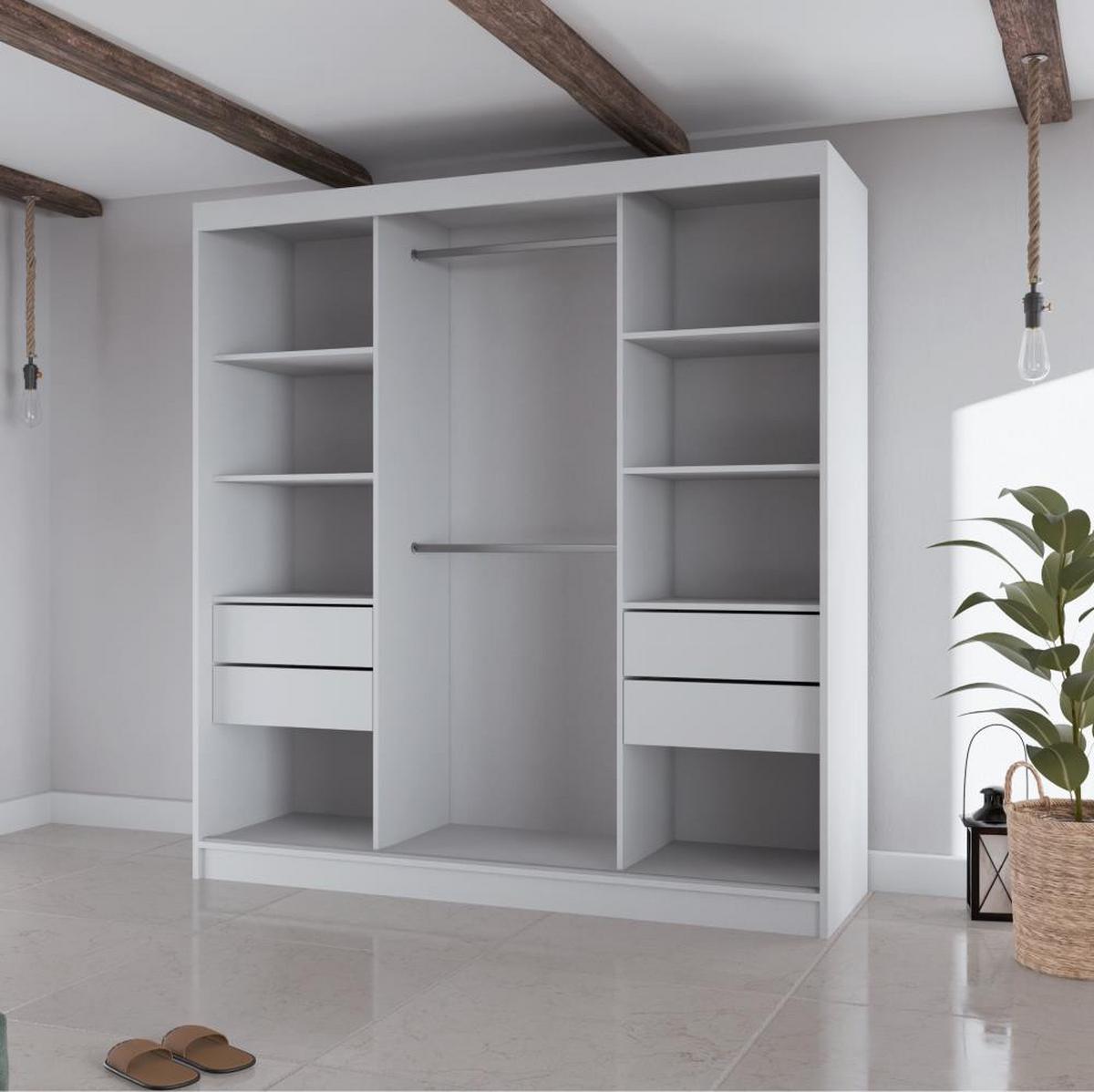 SCHWEBETÜRENSCHRANK Velis II 200/61/215 schwarz+graphit - Schwarz/Graphitfarben, Holzwerkstoff (200/215/61cm) - Beautysofa