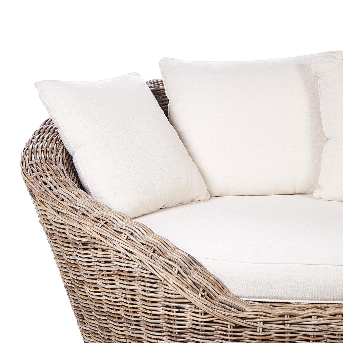 SONNENINSEL 2-Sitzer Naturfarben Cavo - Beige/Naturfarben, Naturmaterialien (227/80/124cm) - Beliani