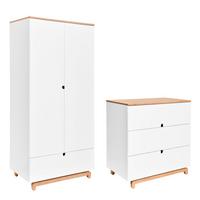 BABYZIMMER 2-teilig Weiß und Holz - Weiß, Holzwerkstoff (90/90/50cm) - Petits-meubles