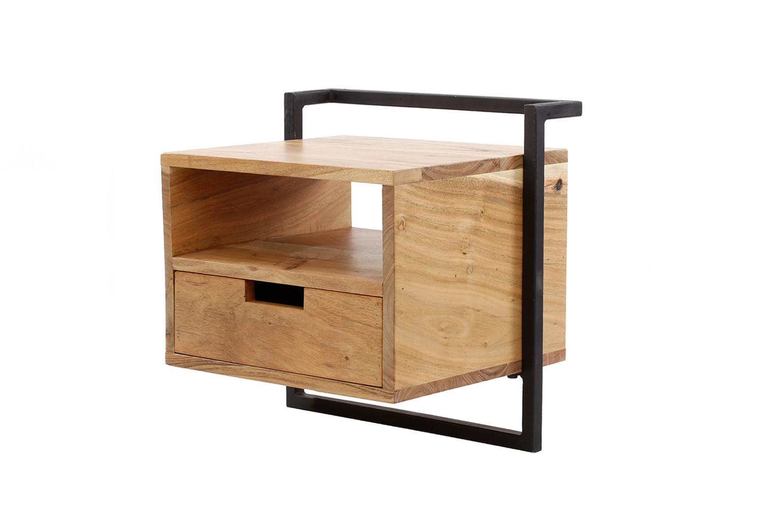 NACHTTISCH AIDY Holz Akazie - Zwetschgeholzfarben, Holz (44/45/35cm) - KAWOLA
