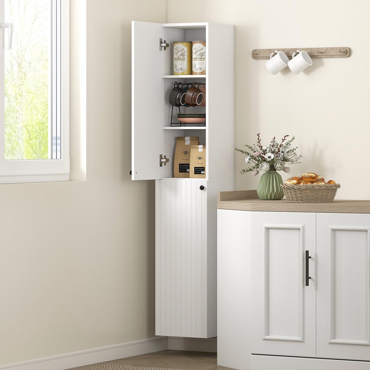 BADEZIMMERSCHRANK MDF Weiß - Weiß, Holzwerkstoff (30/161/30cm) - HOMCOM
