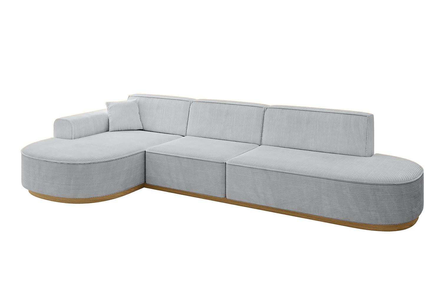 ECKSOFA Ottomane Links MARI-L2-v2 - 328x171x83 cm Grau Cord - Grau, Holzwerkstoff/Textil (328/171cm) - ALTDECOR