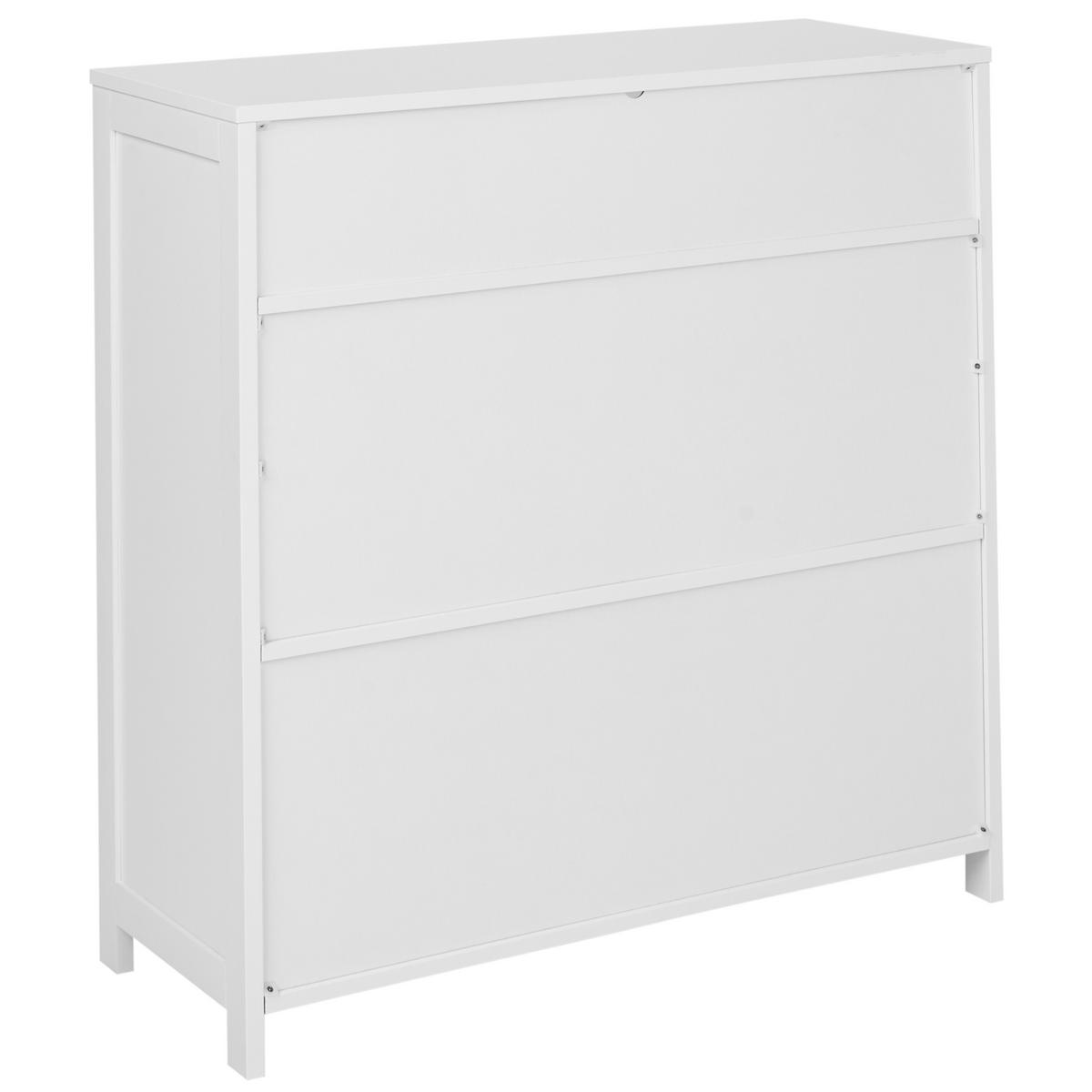 SIDEBOARD mit Glastüren 86 cm Weiß Crabtree - Weiß, Holzwerkstoff (86/86/32cm) - Beliani