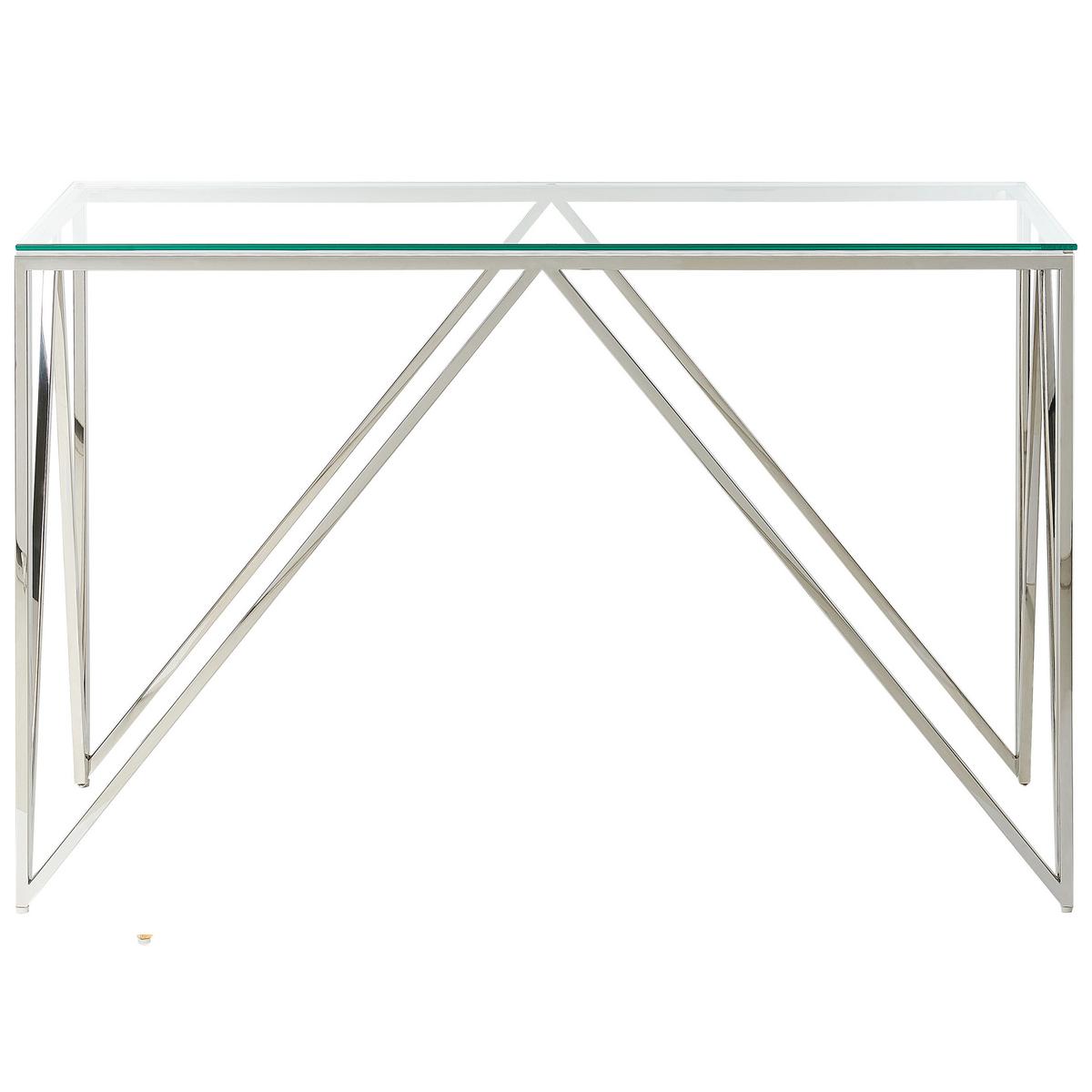 KONSOLENTISCH Glas transparent/silber Weso - Transparent/Silberfarben, Glas (40/120/78cm) - Beliani