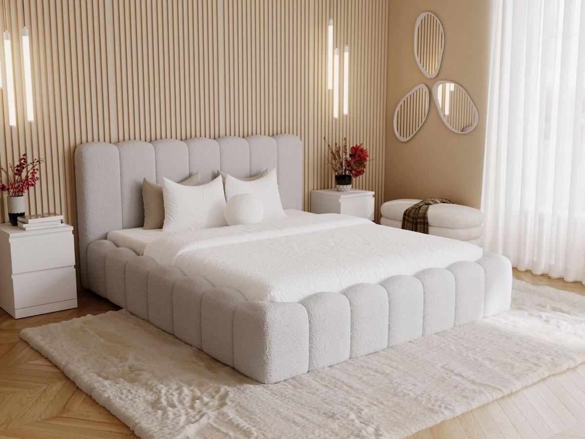 POLSTERBETT Smile 200x200 Bouclé-Stoff Hellgrau - Hellgrau, Textil (200/200cm) - Graingold