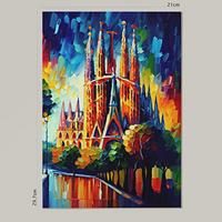 POSTER Die Sagrada Família Im Ölgemälde Stil A4 Rahmenlos - Klar, Papier (29.7/5/21cm) - Nacnic