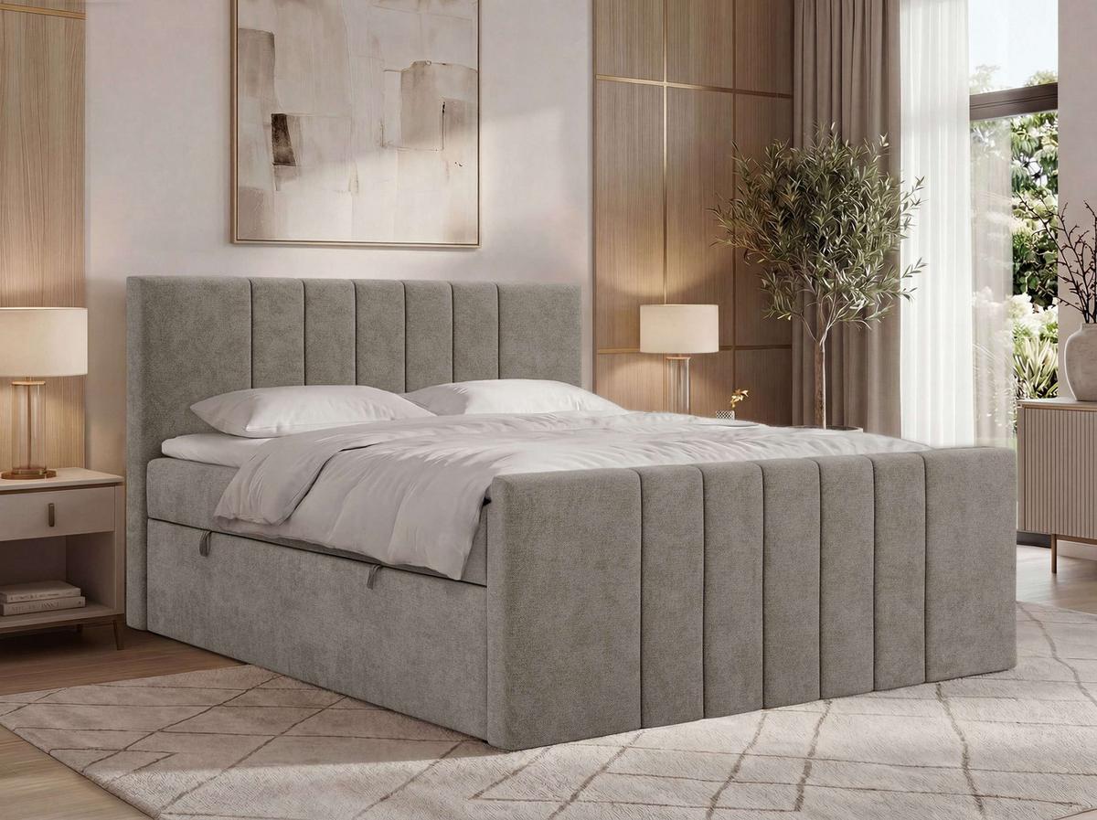 BOXBETT INERO DUO 200/200 - Greige Stukture - Topper T25 - H3 - Greige/Schwarz, Kunststoff/Textil (200/200cm) - MKS
