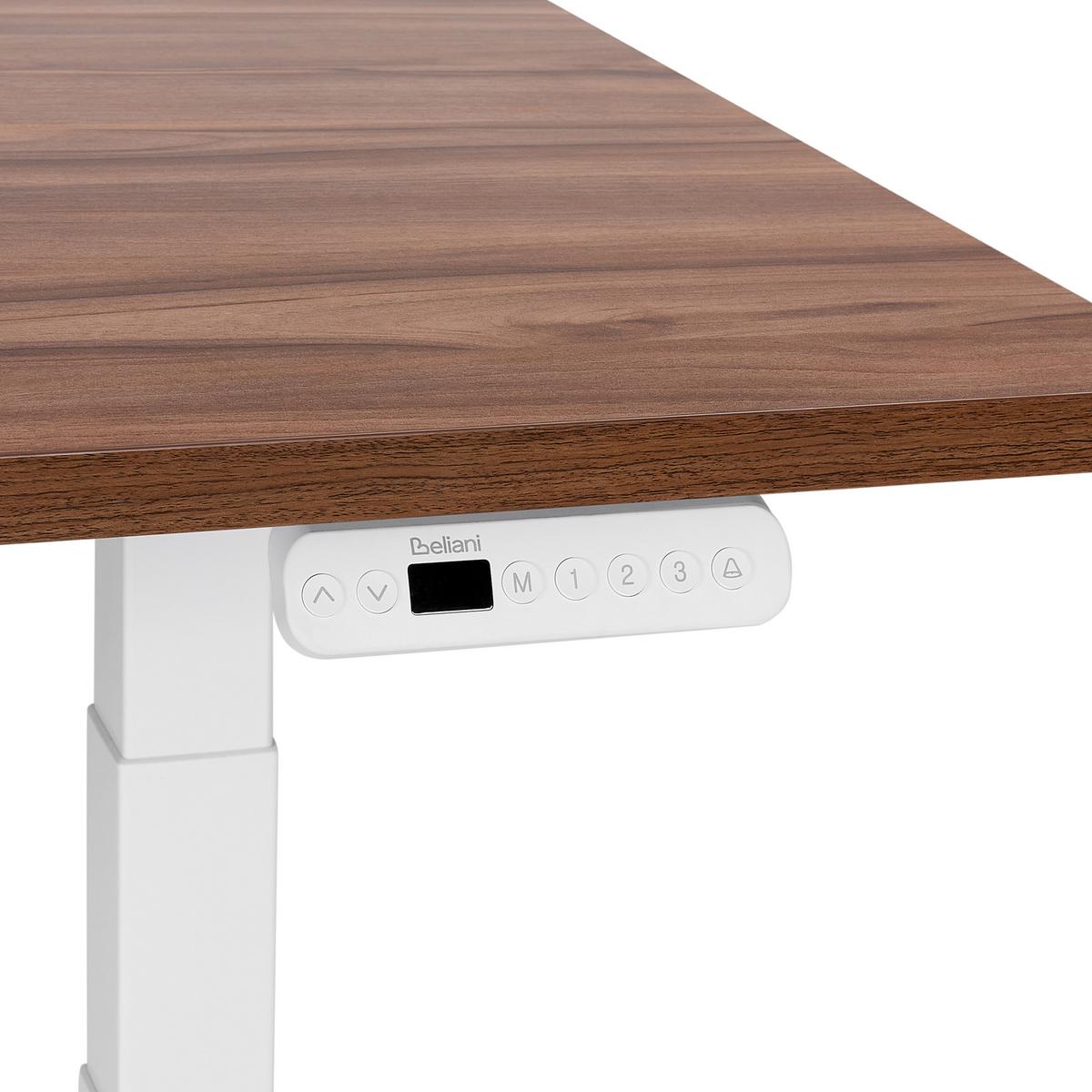 SCHREIBTISCH braunweiß 120/72 cm elektrisch höhenverstellbar Destin III - Dunkelbraun/Weiß, Holz (72/120/63cm) - Beliani
