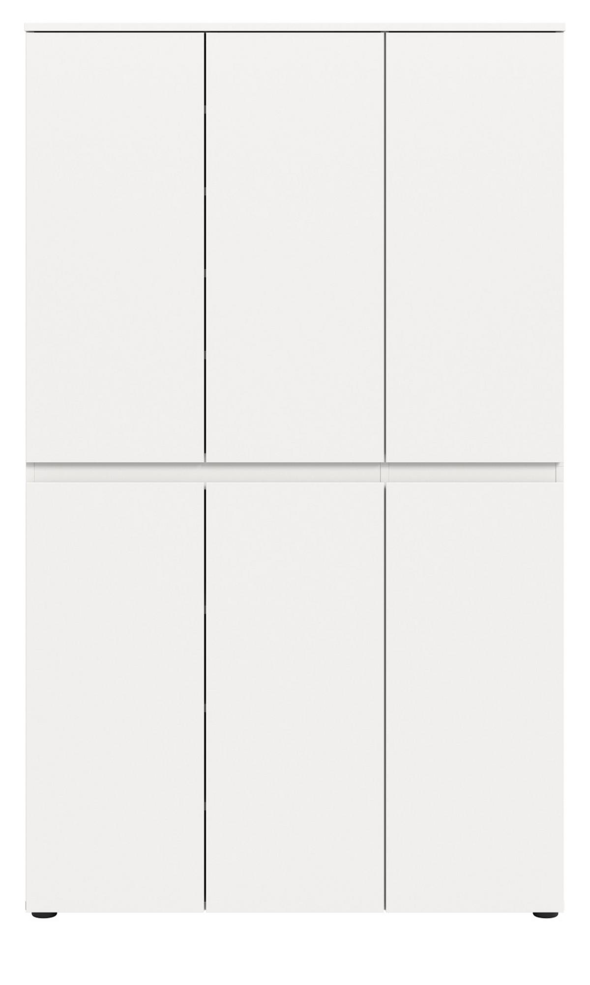MEHRZWECKSCHRANK weiß 105 x 175 cm, Stauraumschrank 6-türig mit 18 Fächern - Schwarz/Weiß, Holzwerkstoff/Kunststoff (105/175/37cm) - Inn.Furn