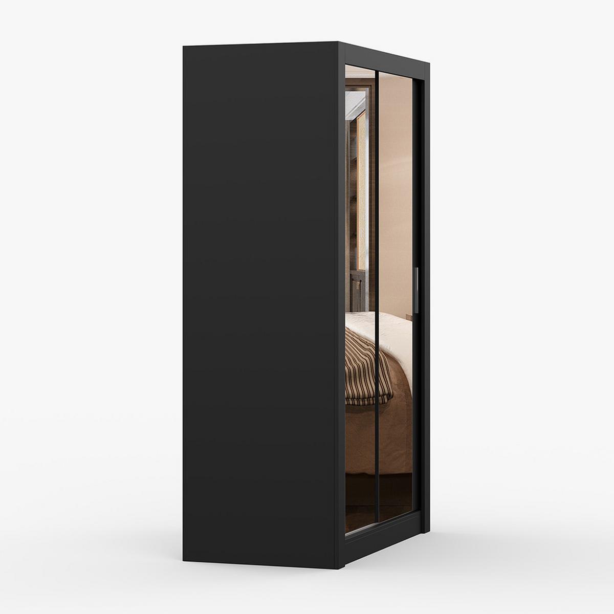 KLEIDERSCHRANK Milan 120 cm, 120/215/64, 2-türig, schwarz - Schwarz, Holzwerkstoff (120/215/64cm) - imoebel24