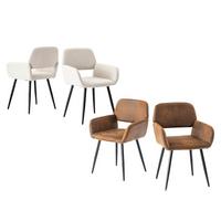 ARMLEHNSTUHL-SET 4 Stück Braun und Beige - Beige/Braun, Holzwerkstoff/Textil (56/77/53cm) - Urban Meuble