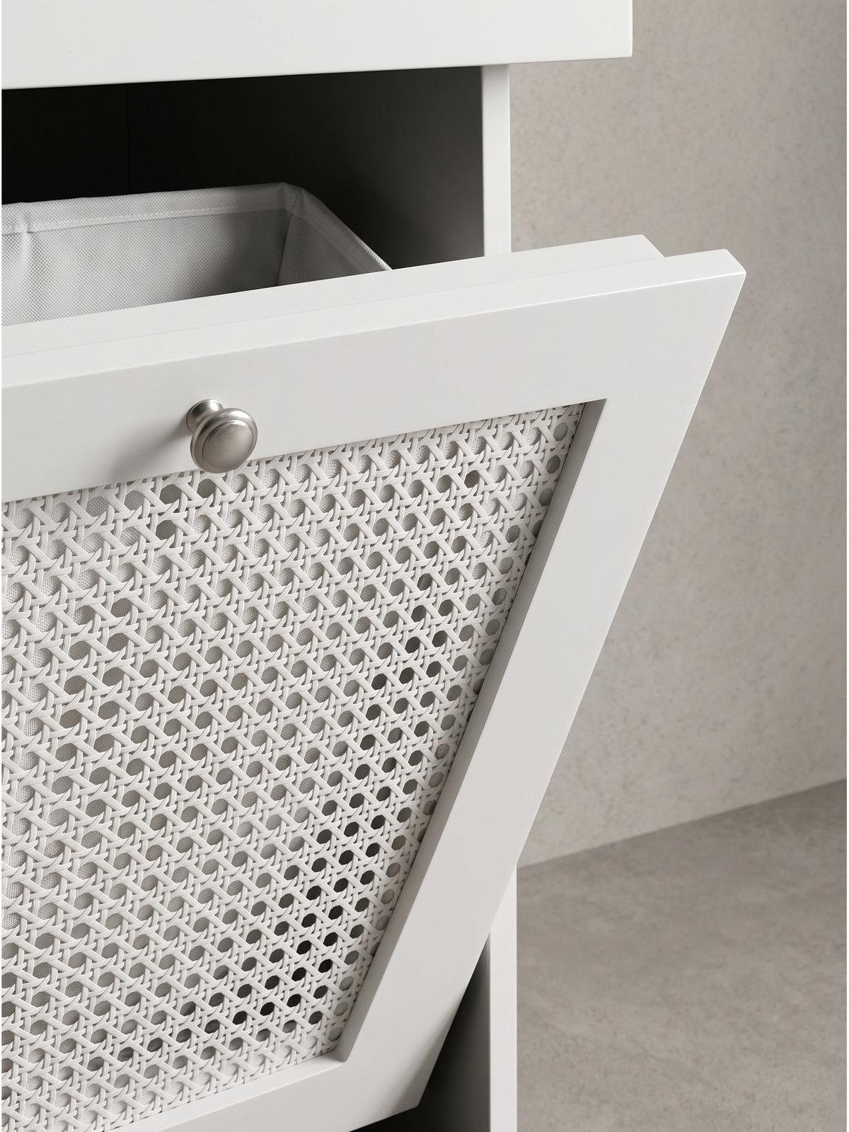WÄSCHESCHRANK ADOUR, MDF, Weiß, 38 x 40 x 90 cm - Weiß, Holzwerkstoff/Metall (38/90/40cm) - KADIMA DESIGN