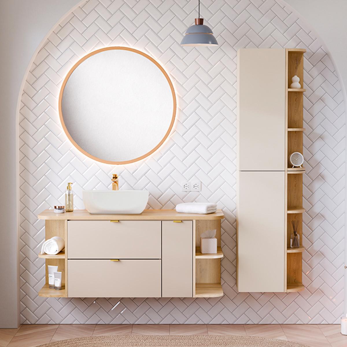 WASCHTISCH 120.4cm Azel Kaschmir - Beige, Holzwerkstoff (120.4/52/46cm) - Petits-meubles