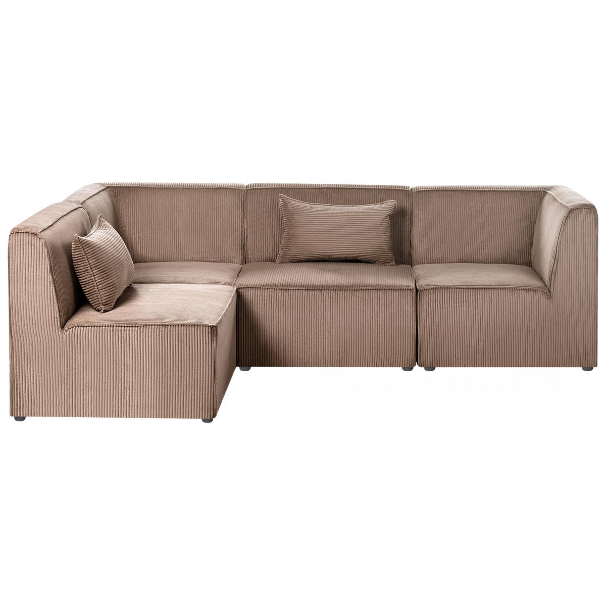 ECKSOFA Modul 4-Sitzer rechtsseitig Sandbeige Cord Lemvig - Sandfarben/Beige, Textil (250/166cm) - Beliani