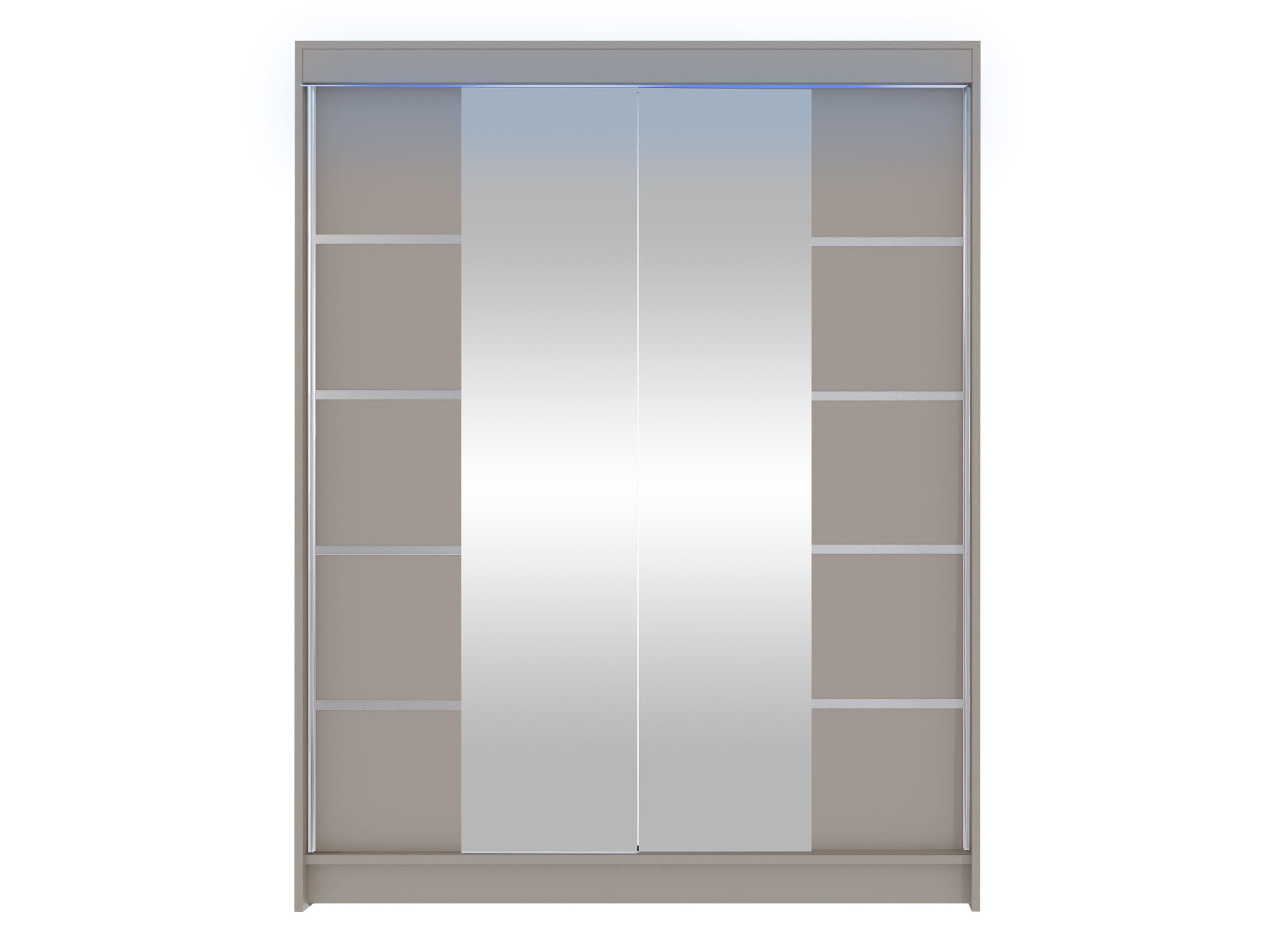 SCHWEBETÜRENSCHRANK Camino V mit RGB LED Beleuchtung - Kaschmir/Silberfarben, Holzwerkstoff/Metall (150/200/58cm) - MIRJAN24