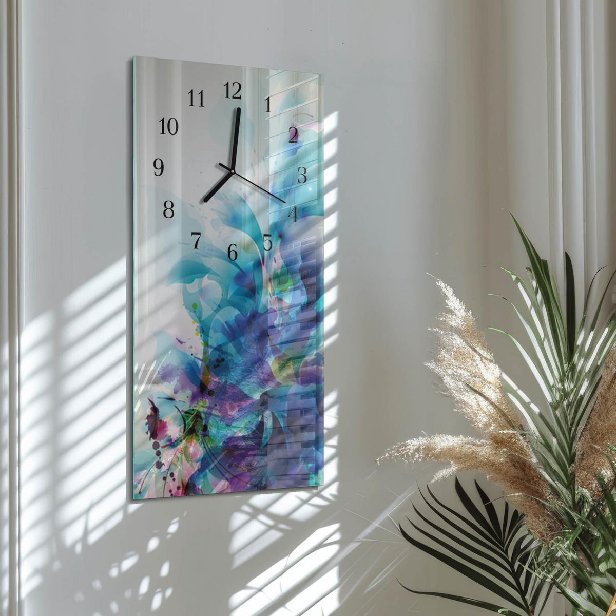 WANDUHR aus Glas 30x60 cm - Abstraktion - Blau, Glas (30/60/0.4cm) - TULUP