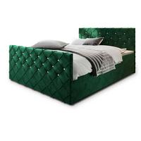 BOXBETT MANDI 200x200 cm mit Matratze und Topper, H2+H3 - Grün - Grün, Holz (200/200cm) - MASSENO