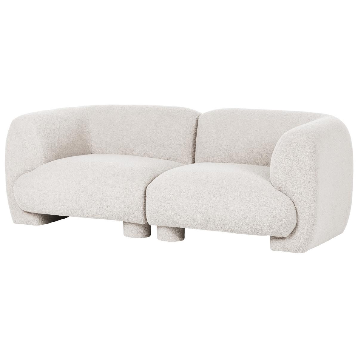 MODULSOFA 2-Sitzer Cremeweiß Bouclé Mjalbi - Creme, Textil (194/69/91cm) - Beliani