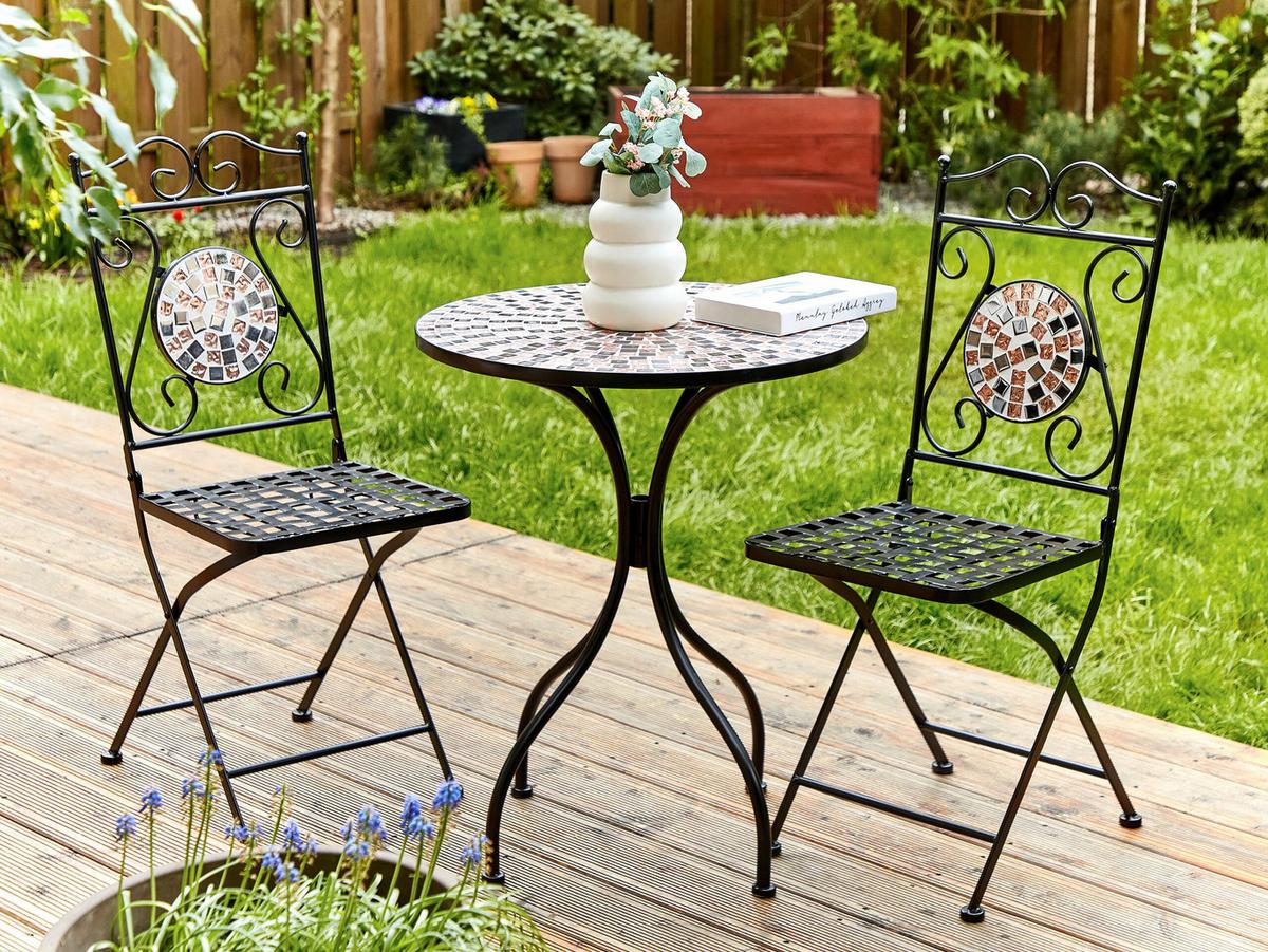 GARTENTISCH Schwarz Carpino - Goldfarben/Schwarz, Metall (60/60/74cm) - Beliani