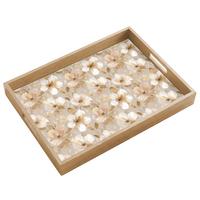 TABLETT Blumen - künstlerisch - Gold 50x35 cm - Beige, Holz (50/5/5cm) - OnlyWow