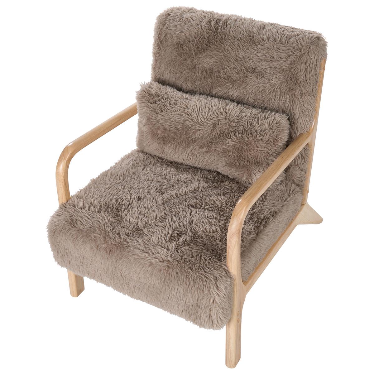SESSEL Webpelz Taupe Skovde - Taupe, Textil (65/78/80cm) - Beliani