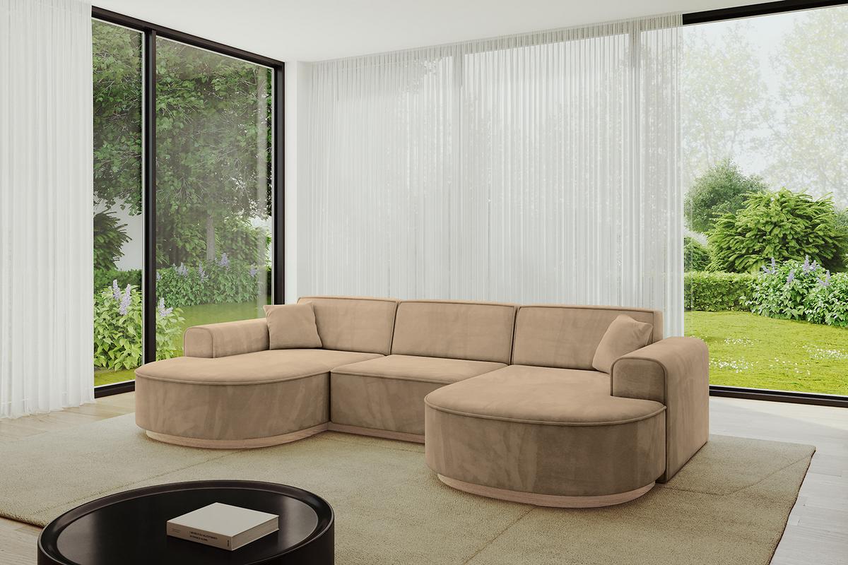 WOHNLANDSCHAFT MARI-U1-v1 - 303x171x83 cm Taupe Velours - Taupe, Holzwerkstoff/Textil (303/83/171cm) - ALTDECOR