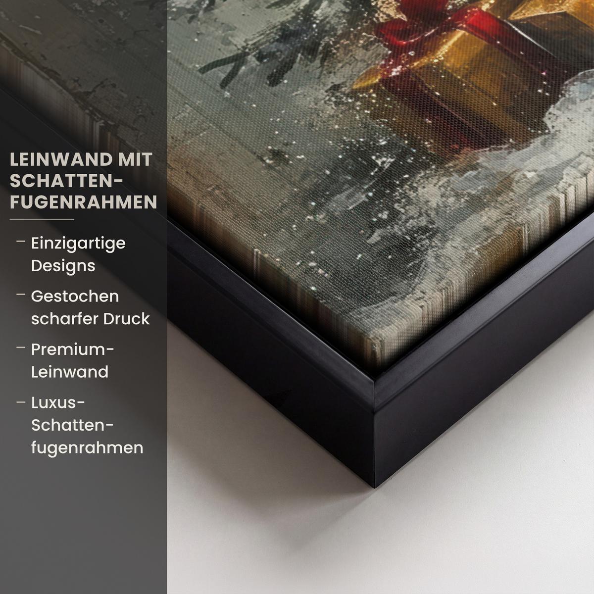 LEINWAND Bilder mit Rahmen - Weihnachtsbaum - Vintage - Weihnachten - Geschenk - 60x80 - Rostfarben, Textil (60/80cm) - MuchoWow