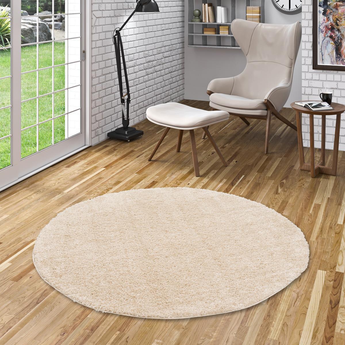 HOCHFLOR LANGFLOR TEPPICH ALOHA RUND - Beige, Textil (150/150cm) - Pergamon