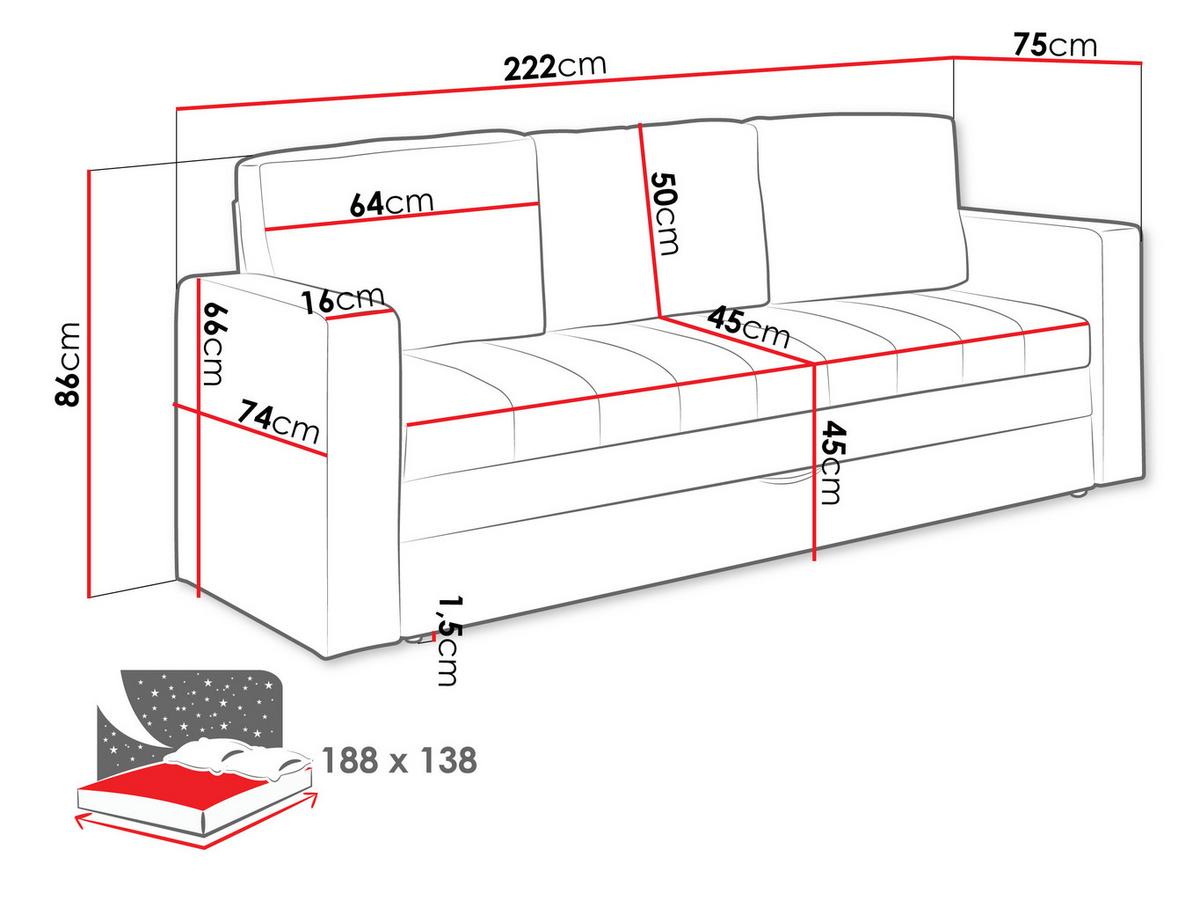 SCHLAFSOFA Calabrini - Schwarz/Grau, Holz/Kunststoff (222/86/75cm) - MIRJAN24