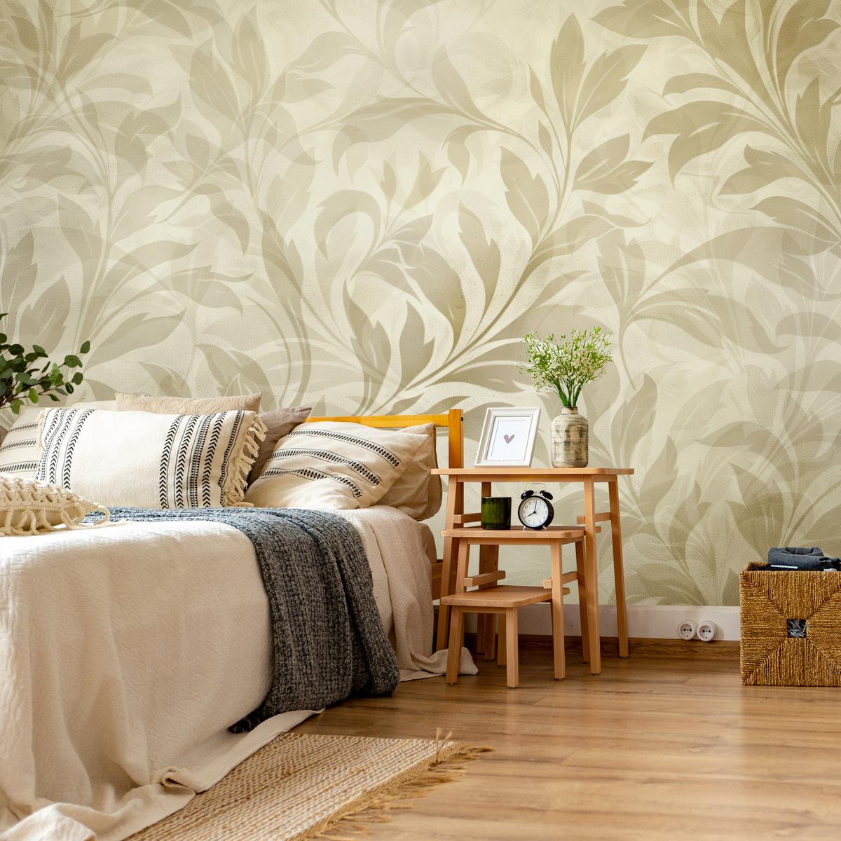 FOTOTAPETE für Schlafzimmer Blätter Pflanzen Natur 250x175 - Beige/Braun, Papier (250/175cm) - Muralo
