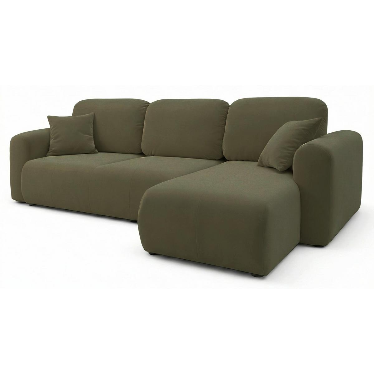 ECKSOFA Olido Olivgrün-Samt - Schwarz/Olivgrün, Kunststoff/Textil (245/150cm) - Selsey