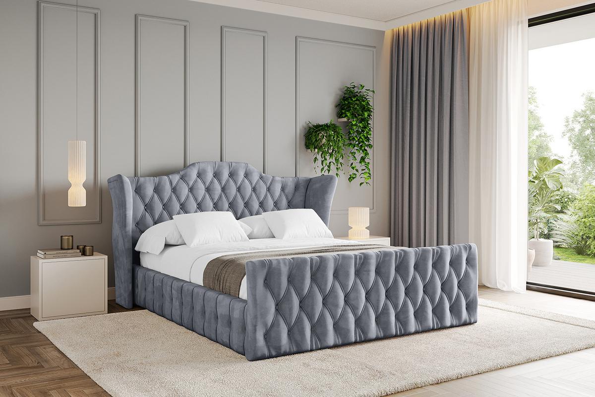 POLSTERBETT mit Bettkasten, Fußteil und Lattenrost, Boxbett mit Matratze H3/H4 - MODY-Z 120x200 Grau - Grau, Holzwerkstoff/Textil (120/200cm) - ALTDECOR