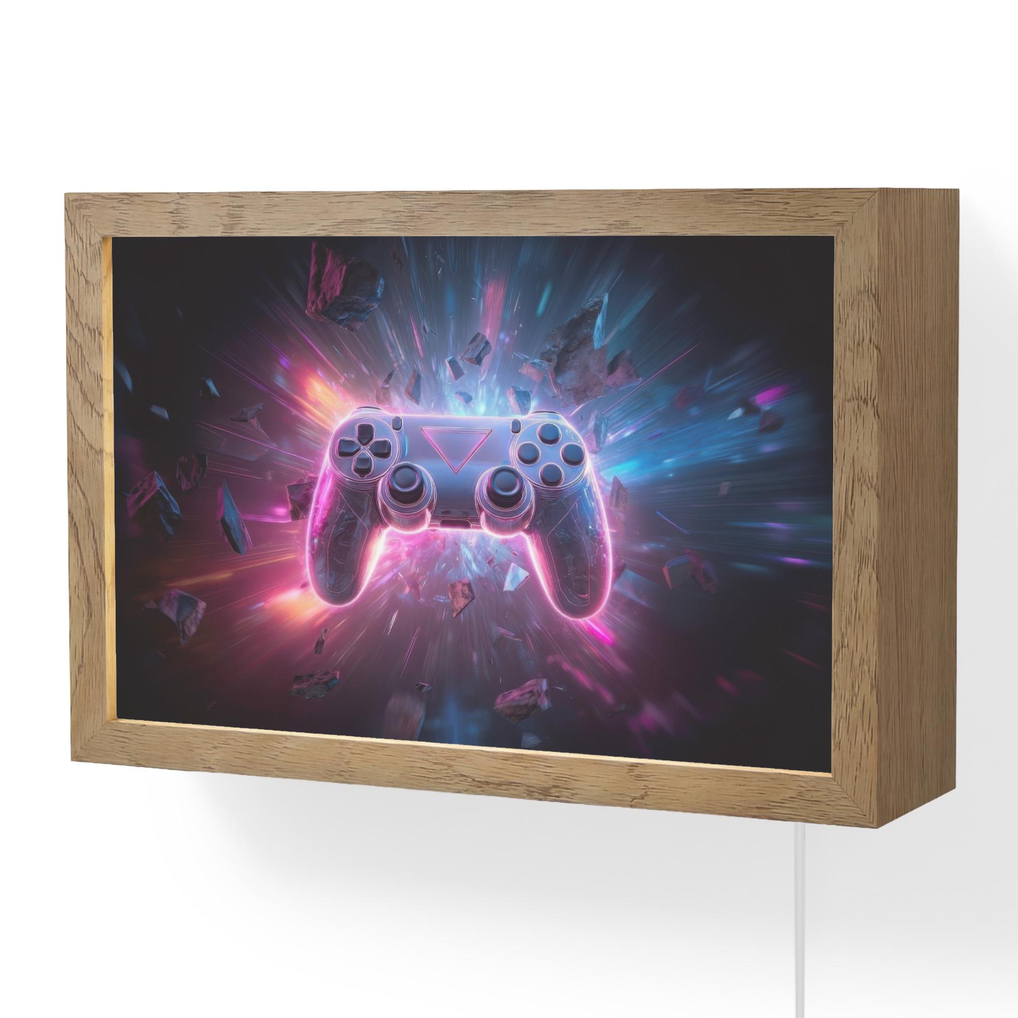 WANDLEUCHTE Controller - Neon - Explosion - Abstrakt 30x20 cm - Violett, Holzwerkstoff (30/20/8cm) - OnlyWow