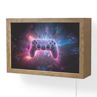 WANDLEUCHTE Controller - Neon - Explosion - Abstrakt 30x20 cm - Violett, Holzwerkstoff (30/20/8cm) - OnlyWow