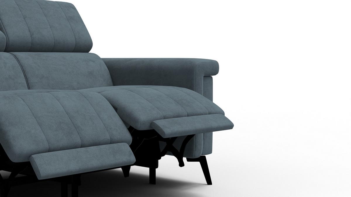 RELAXSOFA NORDEL 2-Sitzer, blaugrau - Blaugrau/Schwarz, Holz/Textil (150/80/105cm) - Wozimo