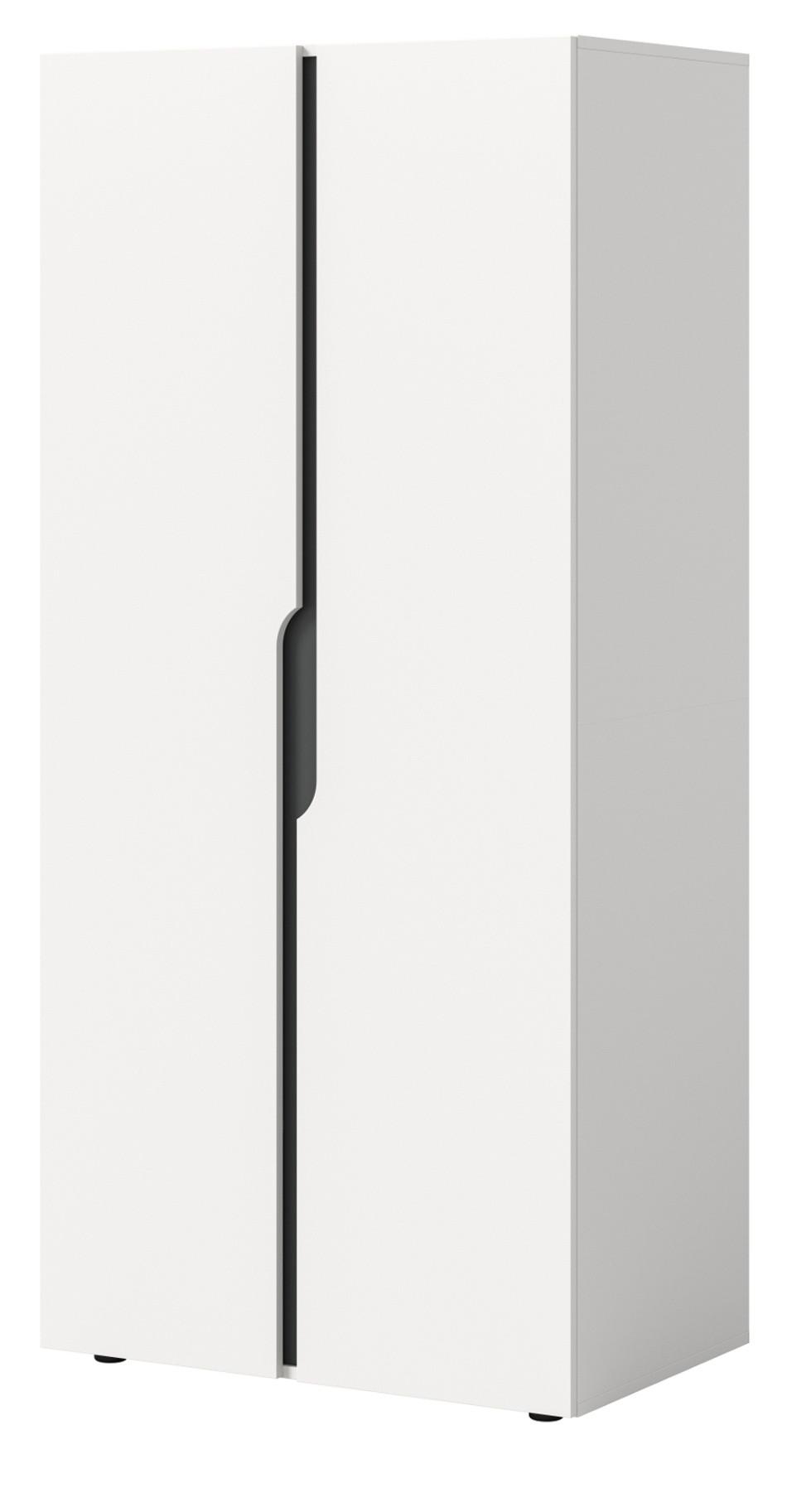KLEIDERSCHRANK weiß, grau 81 x 176 cm, Drehtürenschrank 2-türig - Schwarz/Weiß, Holzwerkstoff/Kunststoff (81/176/51cm) - Inn.Furn