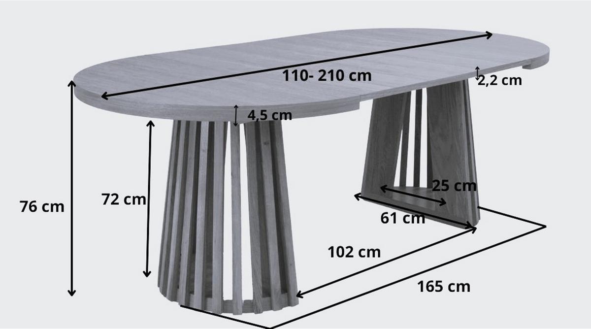 ESSTISCH LAMELLI Ausziehbar 110 - 210 / 110 x 76 cm - Eichefarben/Braun, Holz (110/110/76cm) - MASSENO