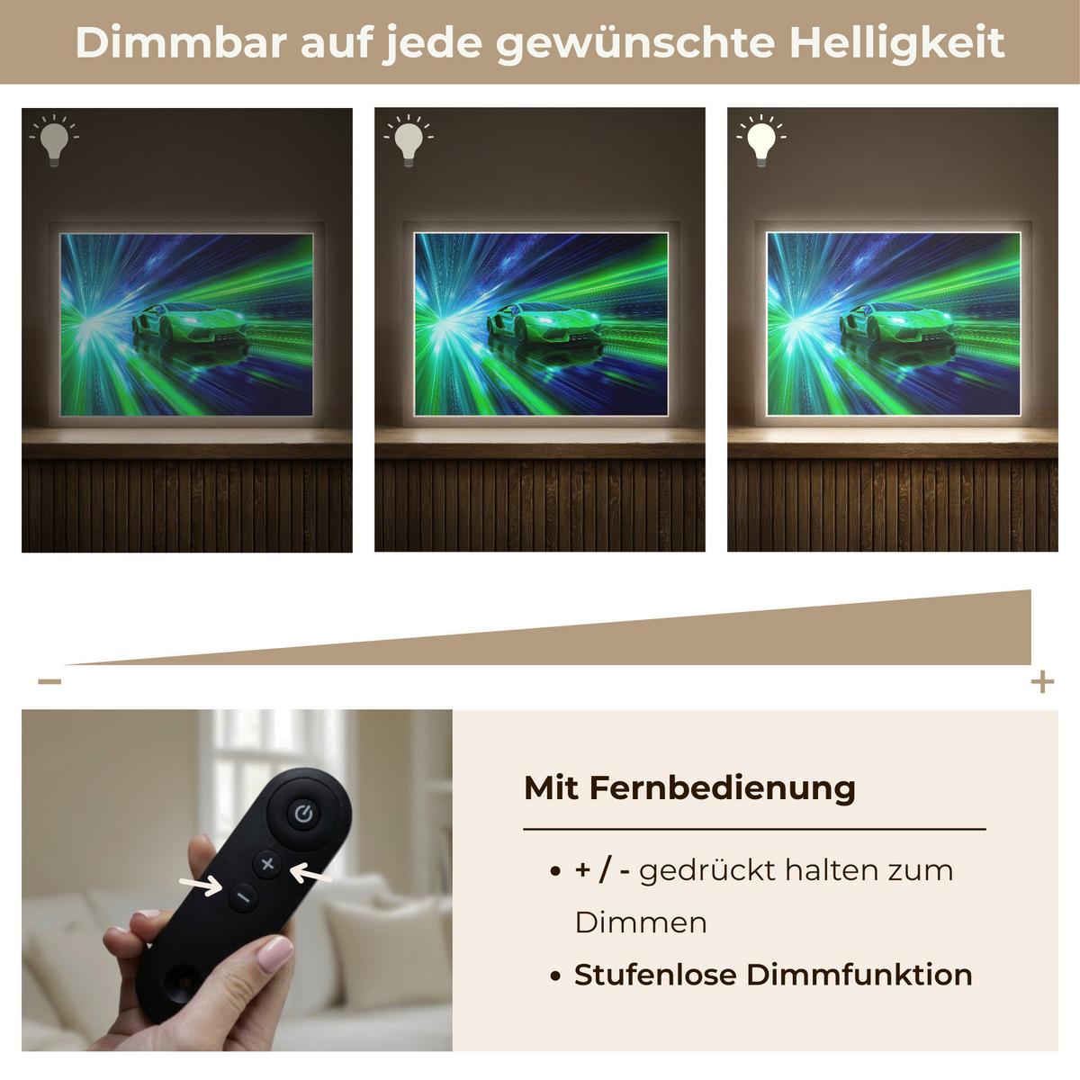 NACHTTISCHLAMPE MIT AKKU Geschwindigkeit - Leicht - Sportwagen - Grün 40x30 cm - Grün, Holzwerkstoff (8/40/30cm) - OnlyWow